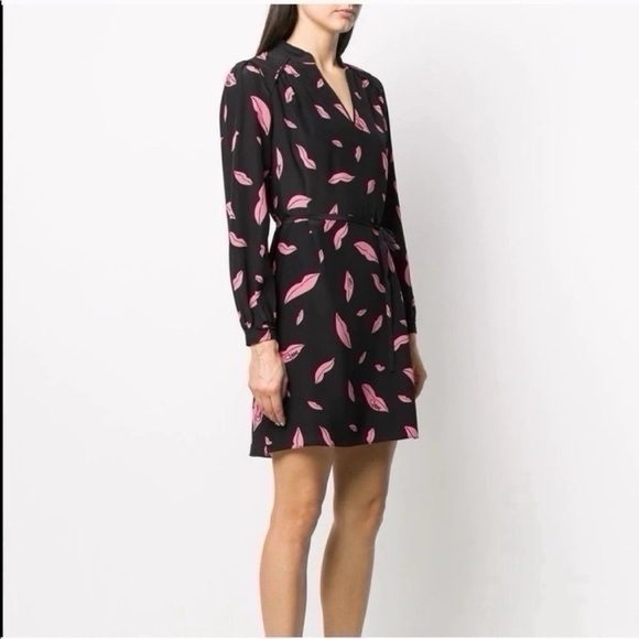 NEW DVF Diane von Furstenberg Women’s Falling Lips Tie-Waist Dress XXS - Picture 2 of 12